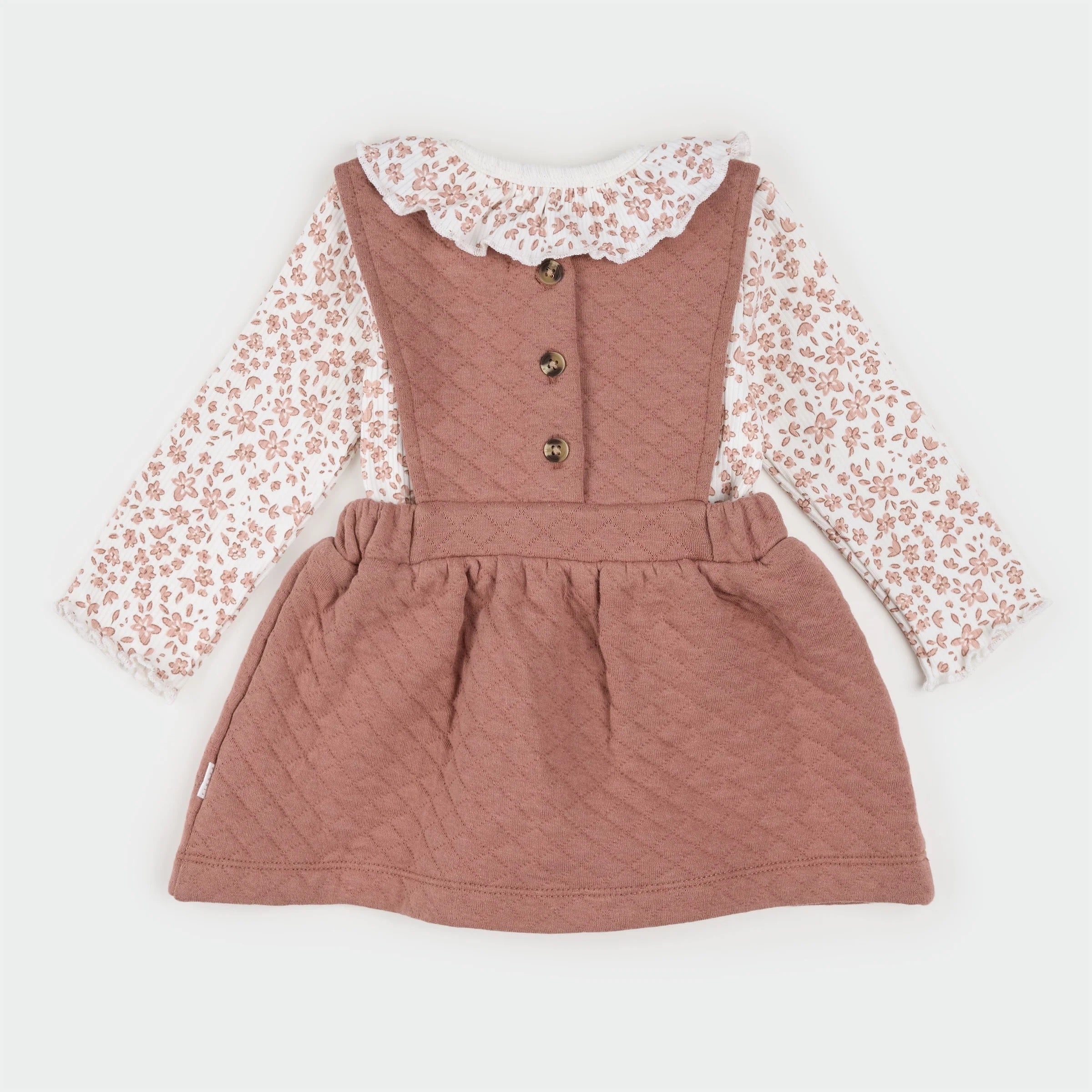 Floral Terracotta Quilted Overall Dress