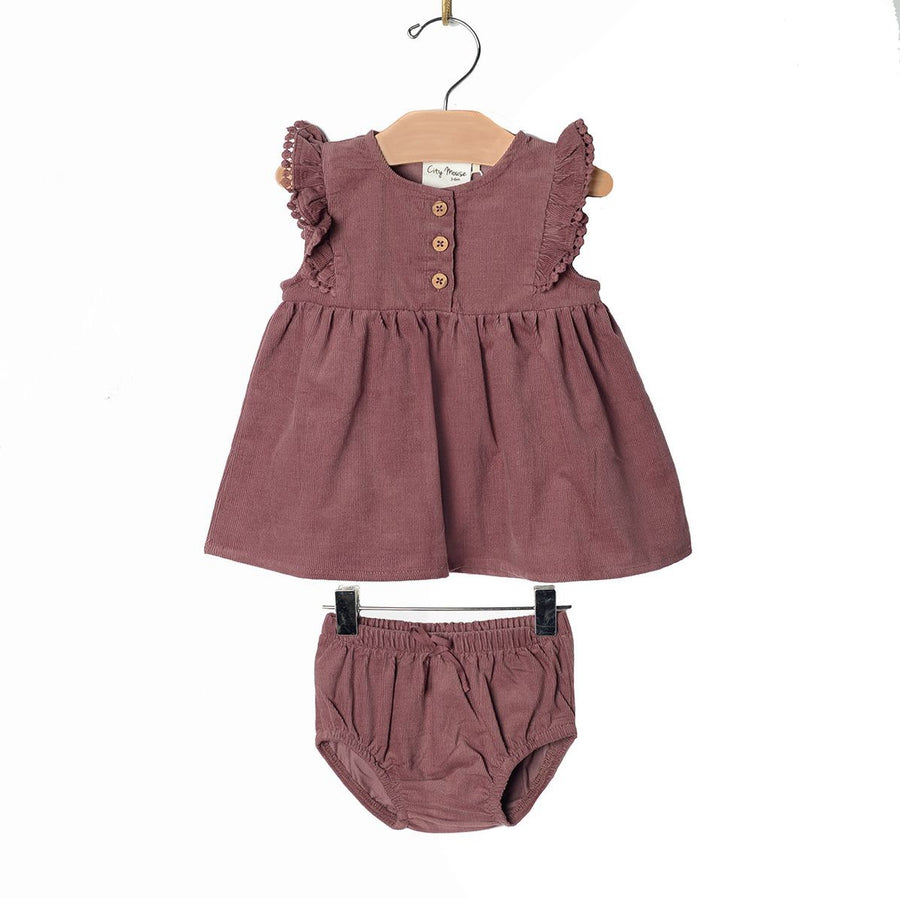 Plum Cord Pinafore Set