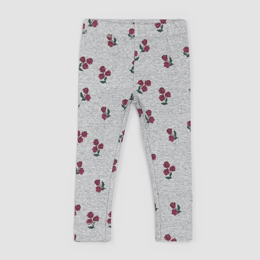 Roses Print on Heather Grey Leggings