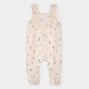 Blue Tulips Print on Light Pink Cross Hatch Playsuit