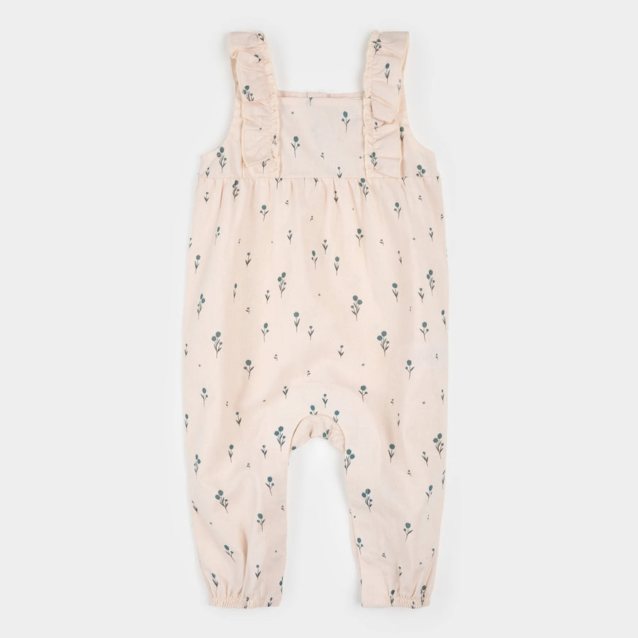 Blue Tulips Print on Light Pink Cross Hatch Playsuit