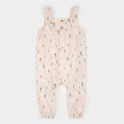 Blue Tulips Print on Light Pink Cross Hatch Playsuit