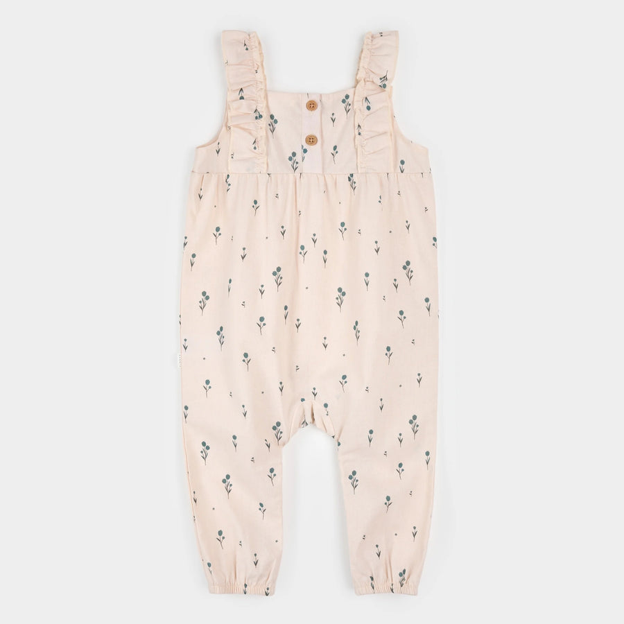 Blue Tulips Print on Light Pink Cross Hatch Playsuit