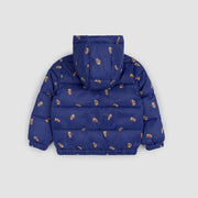 Football Print on Royal Blue Hooded Packable