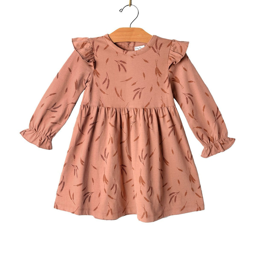 Wheat Flutter Sleeve Dress