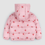 Strawberry Print on Rose Hooded Packable