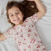 Strawberry Print on Soft Pink Ribbed PJ Set