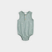 Dragonflies Print on Ribbed Silver Blue Bodysuit