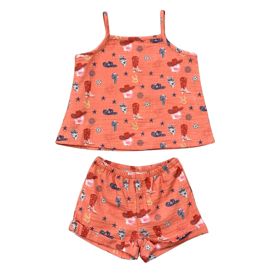 American Cowgirl Gauze Tank Short Set