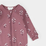 White Flowers Print on Mauve Sleeper