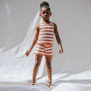 Apricot & Birch Striped Crochet Knit Tank Top