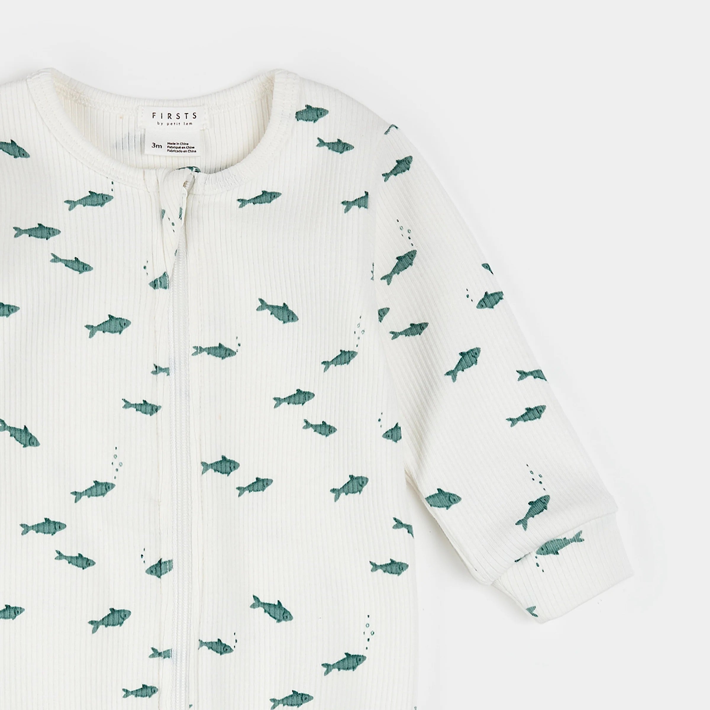 Little Fishes on Ivory Ribbed Sleeper