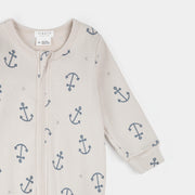 Anchors Print on Creme Ribbed Sleeper