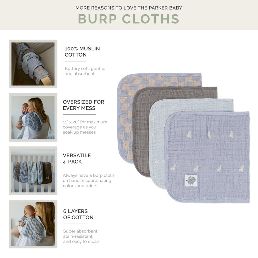 Muslin Burp Cloths (4 Pack)