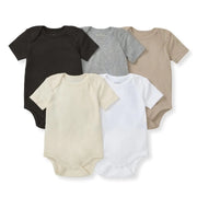 Solid Organic Cotton Short Sleeve Baby Bodysuits 5 Pack