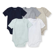 Solid Organic Cotton Short Sleeve Baby Bodysuits 5 Pack