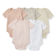 Solid Organic Cotton Short Sleeve Baby Bodysuits 5 Pack