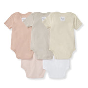 Solid Organic Cotton Short Sleeve Baby Bodysuits 5 Pack