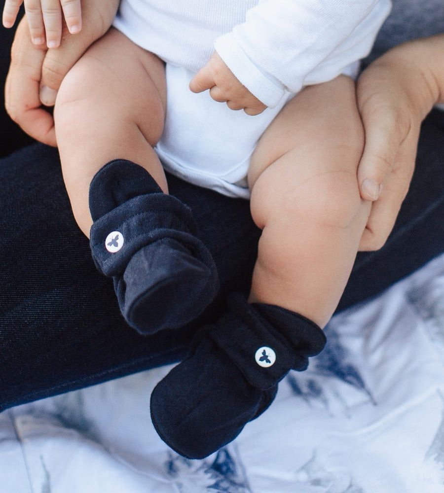 Organic Cotton Quilted Bee Baby Booties