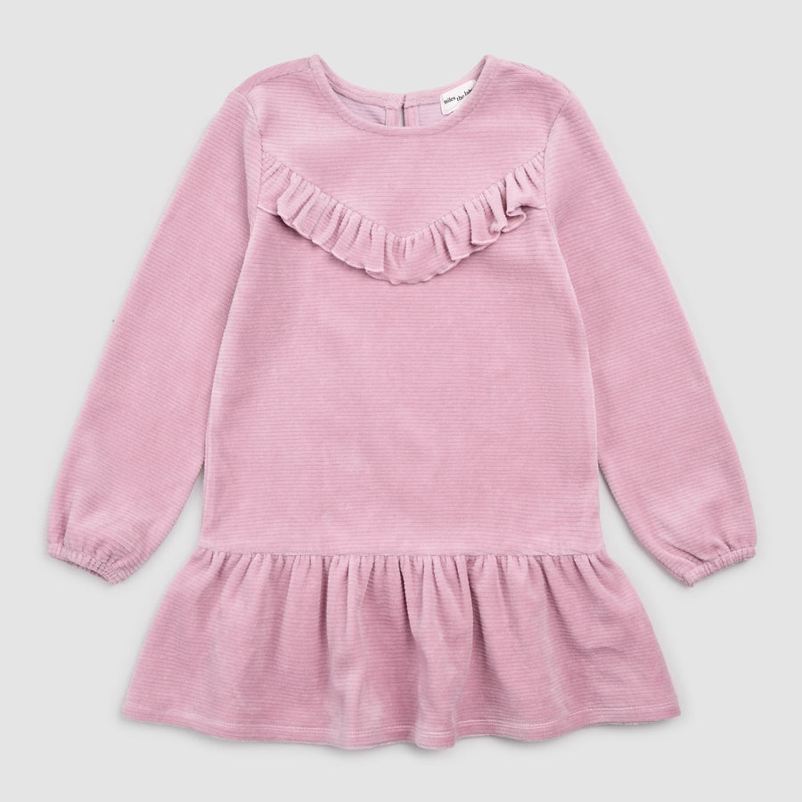 Mauve Ribbed Velour Dress