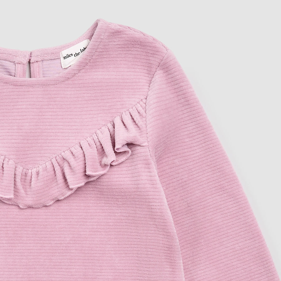 Mauve Ribbed Velour Dress