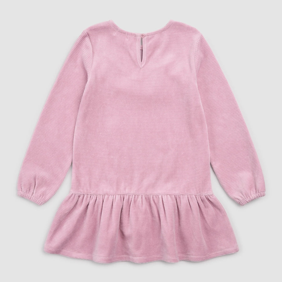Mauve Ribbed Velour Dress