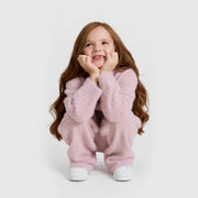 Pastel Pink Feather Yarn Hoodie Set