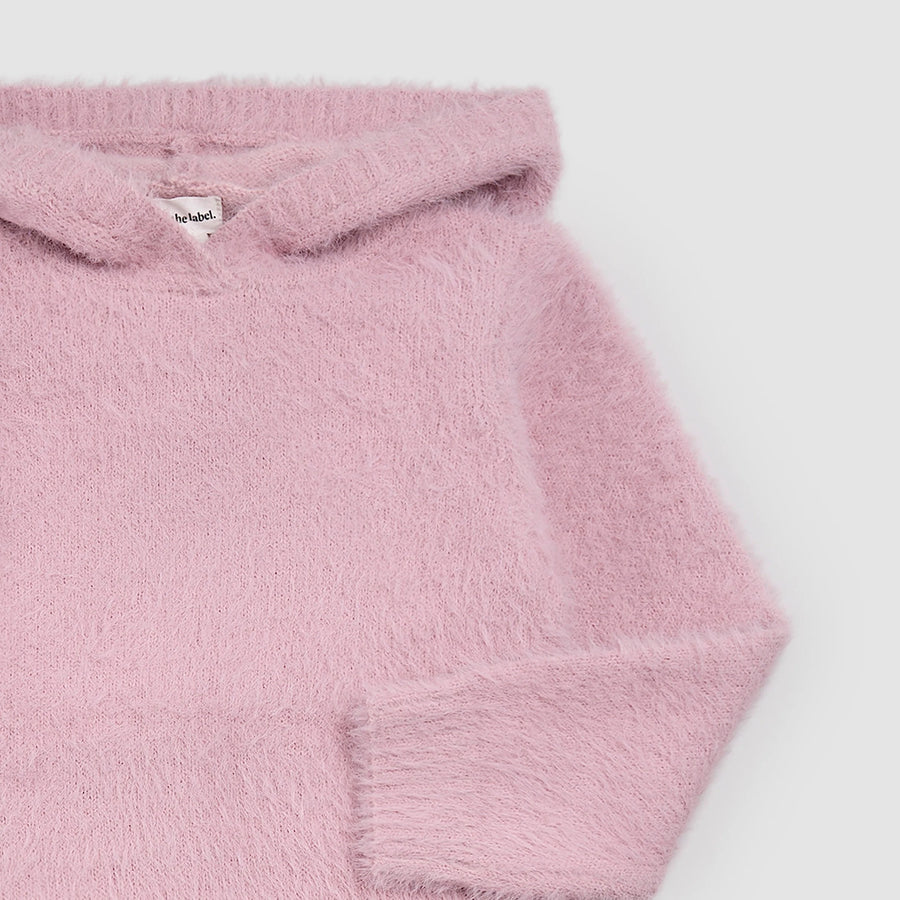 Pastel Pink Feather Yarn Hoodie Set