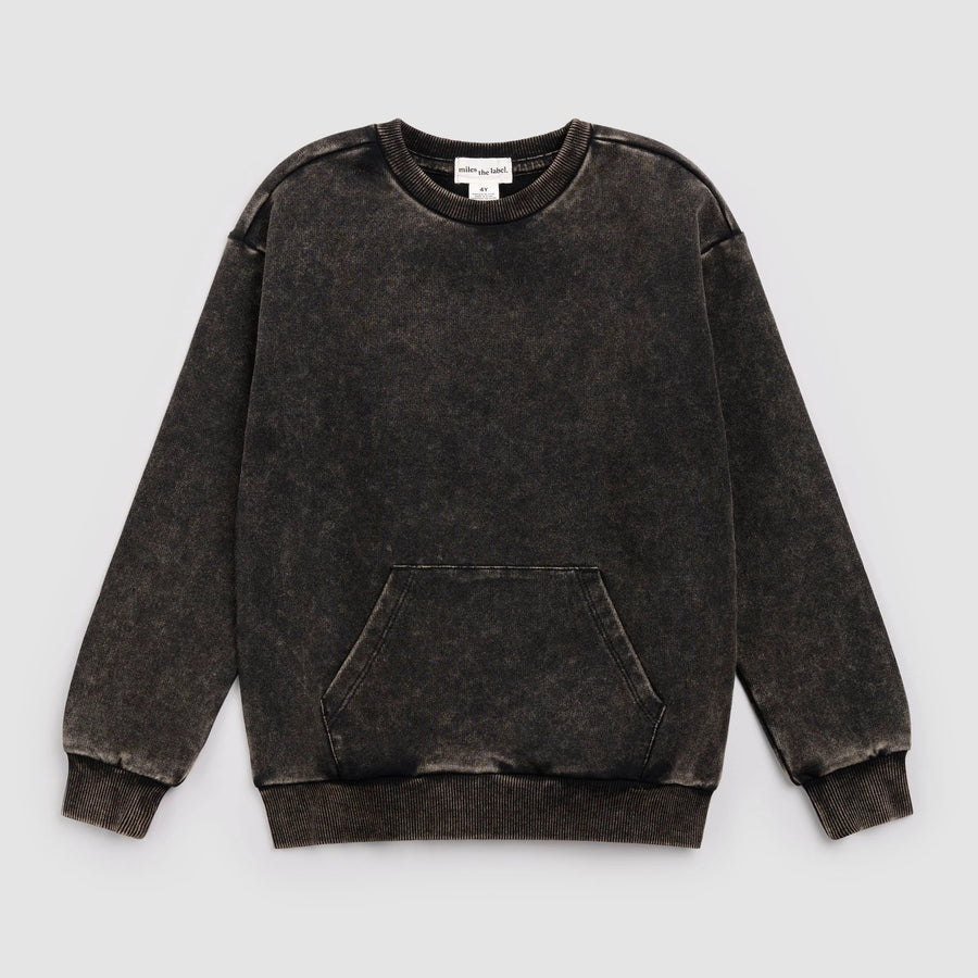 Call of the Wild Print on Black Acid Wash Sweatshirt