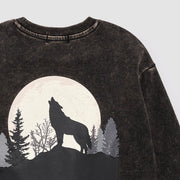 Call of the Wild Print on Black Acid Wash Sweatshirt