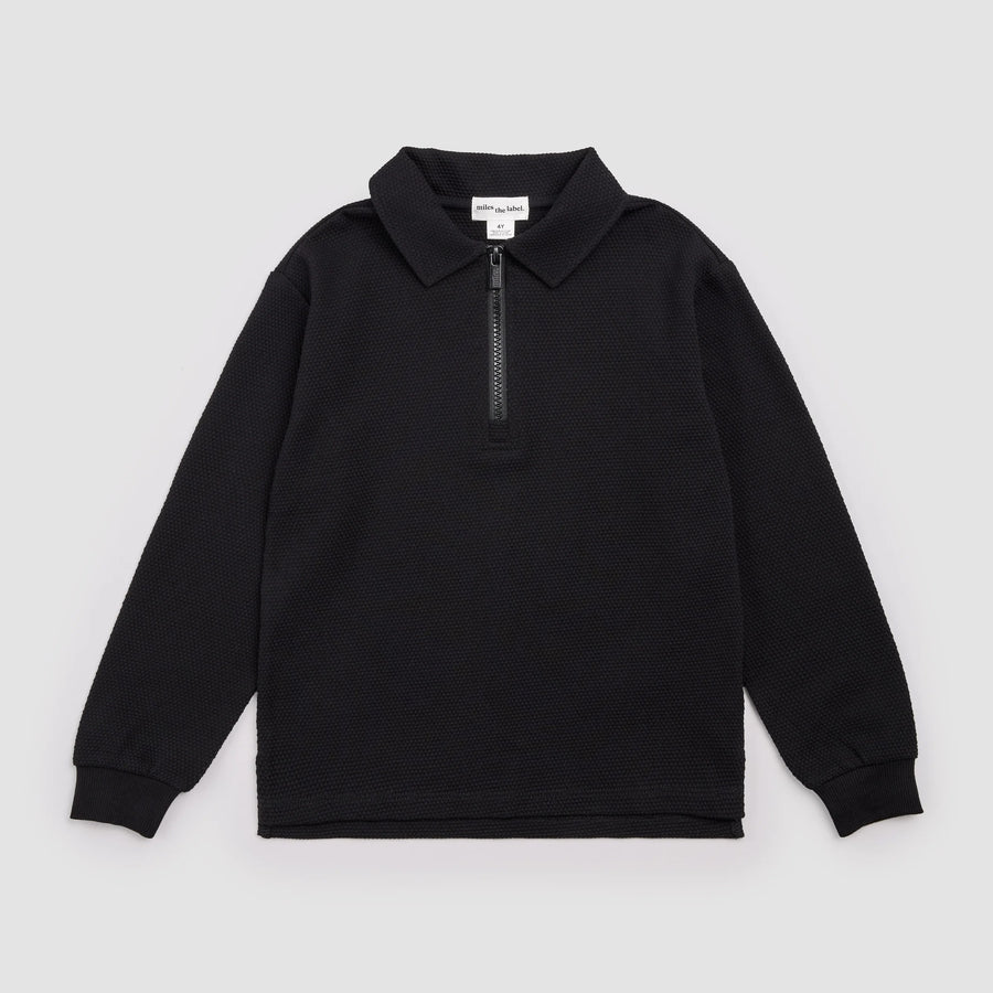 Black Long Sleeve Pineapple Cloth Polo