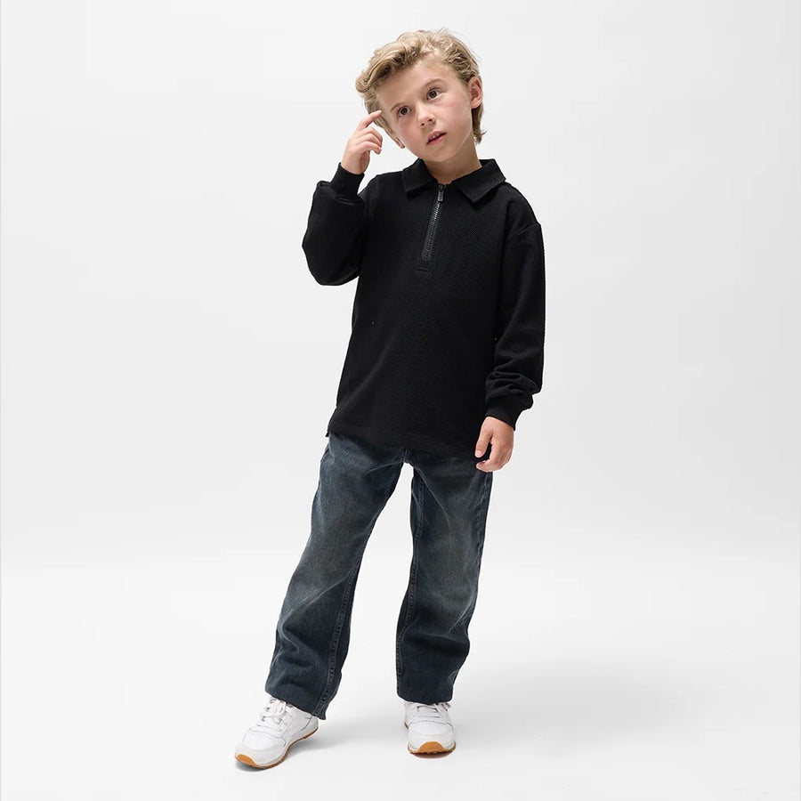 Black Long Sleeve Pineapple Cloth Polo