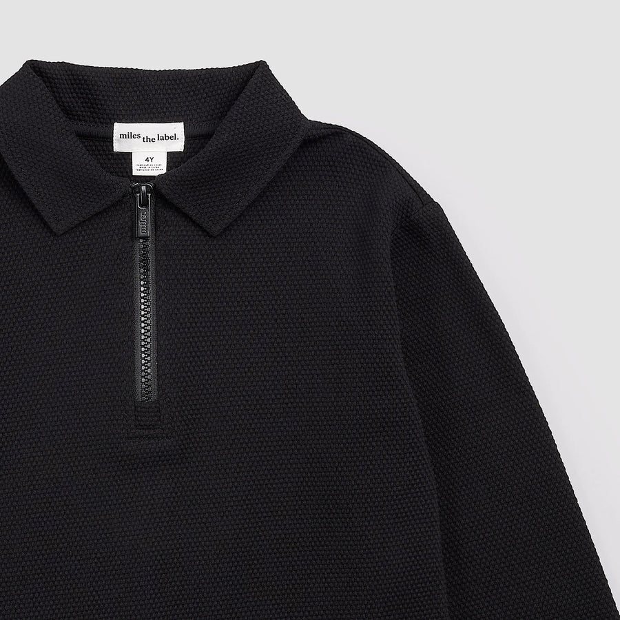 Black Long Sleeve Pineapple Cloth Polo