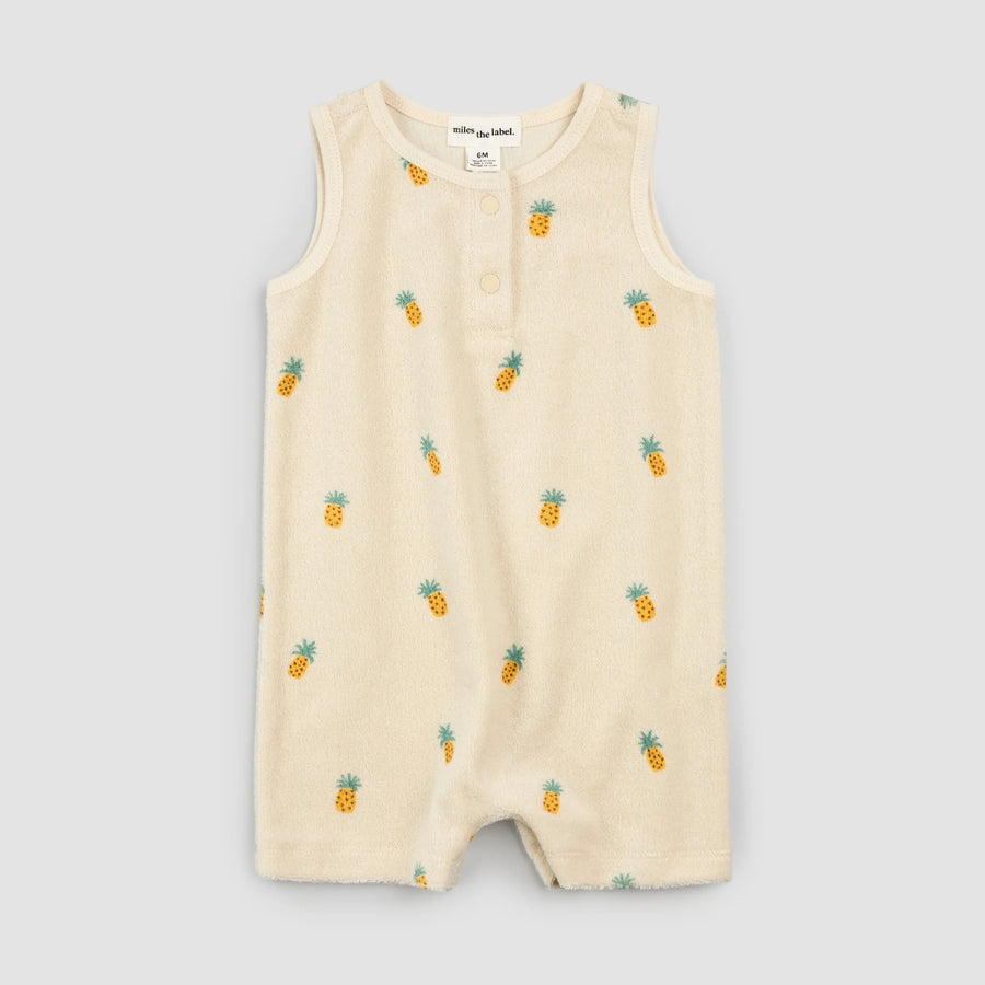 Pineapple Print on Birch Terry Cloth Romper