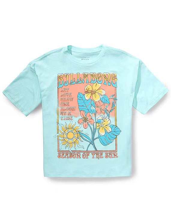 Girls Short Sleeve Blooms Oversized Graphic T-Shirt