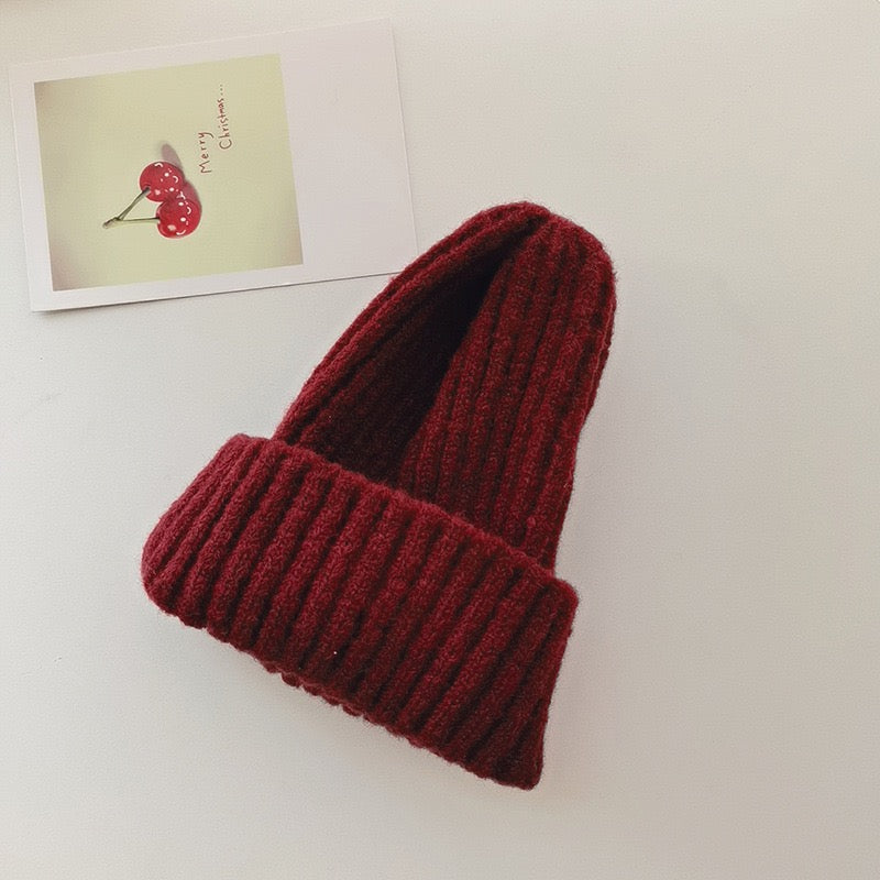 Solid Color Knitted Warm Hat Family Beanies