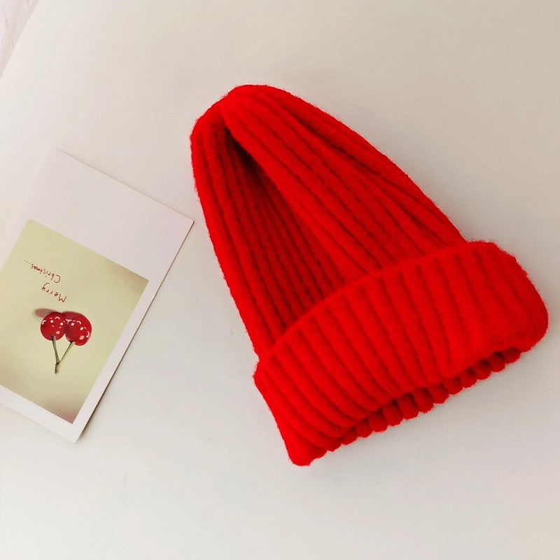 Solid Color Knitted Warm Hat Family Beanies