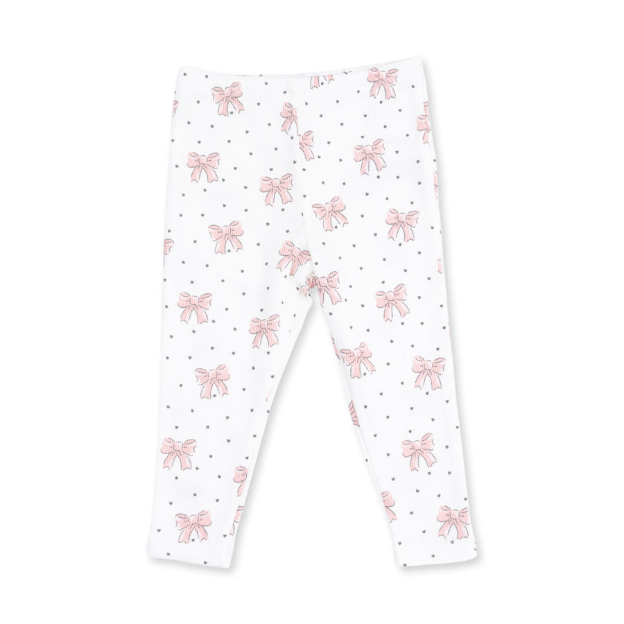 Veiled Pink Bows - V-ruffle Sweatshirt And Legging