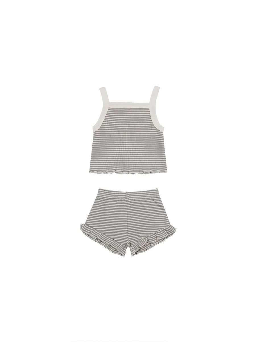 EVIE TANK + SHORTIE SET || LAGOON MICRO STRIPE