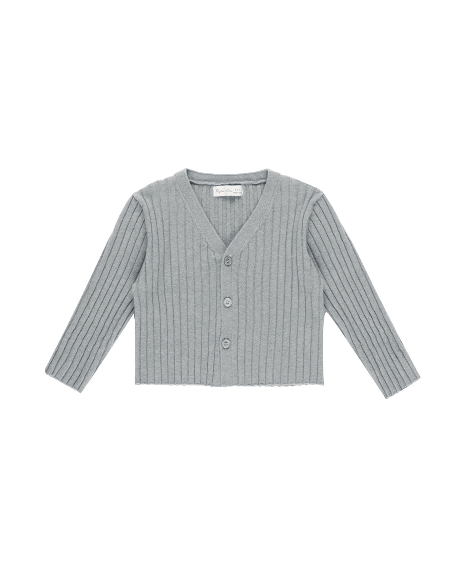 LONG SLEEVE KNIT BUTTON TOP || DUSTY BLUE