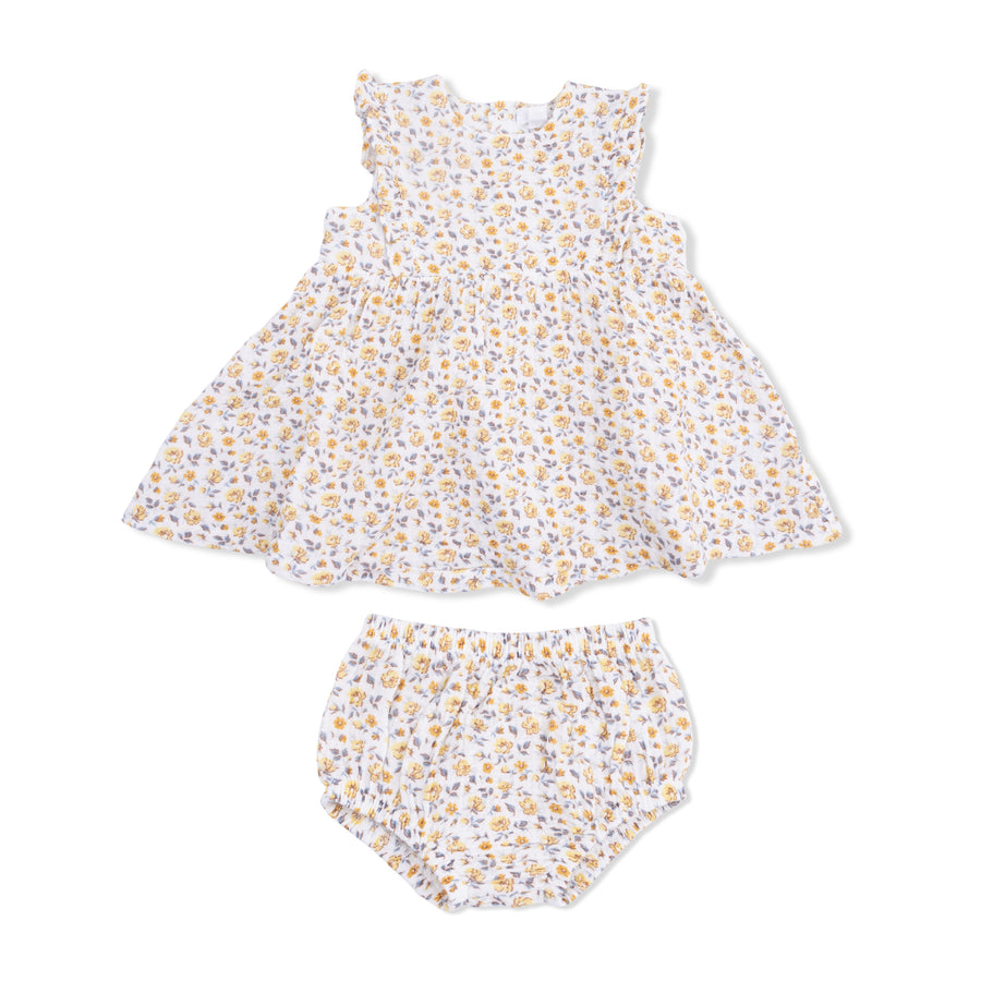 Yellow Country Roses - Ruffle Dress And Bloomer