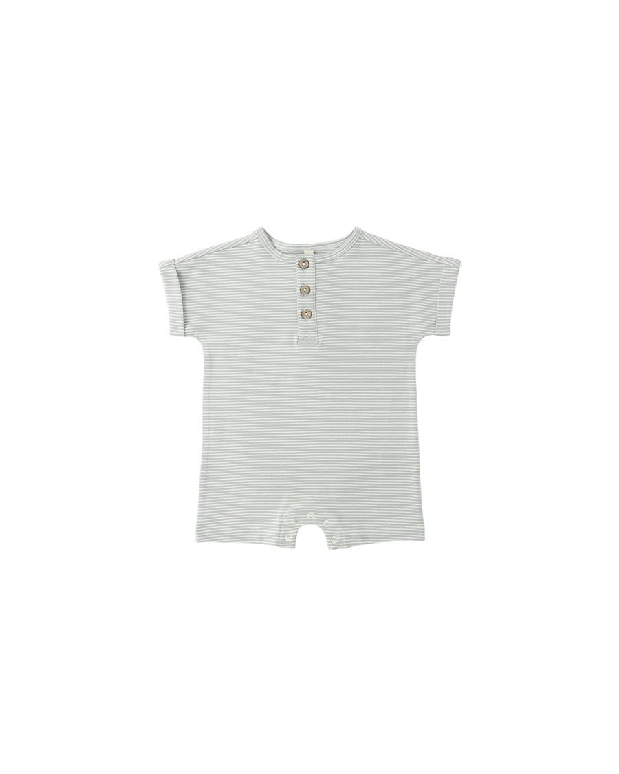 SHORT SLEEVE ONE-PIECE SAGE MICRO STRIPE