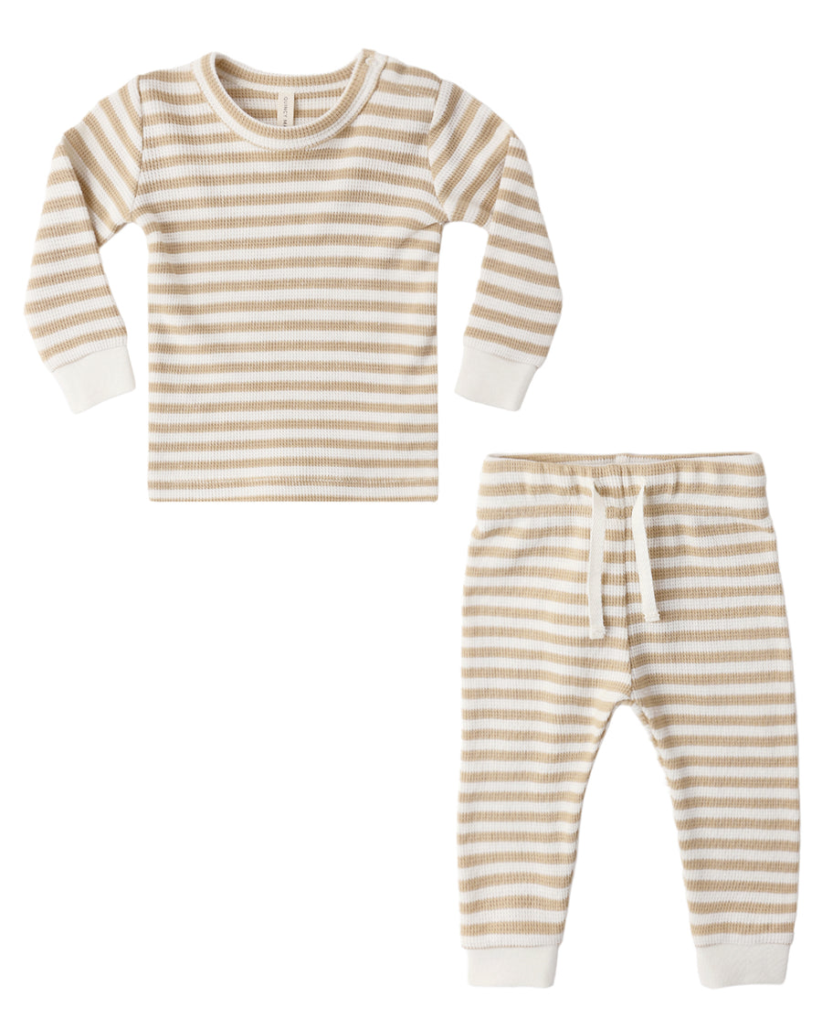 WAFFLE TOP PANT SET BUTTERSCOTCH STRIPE