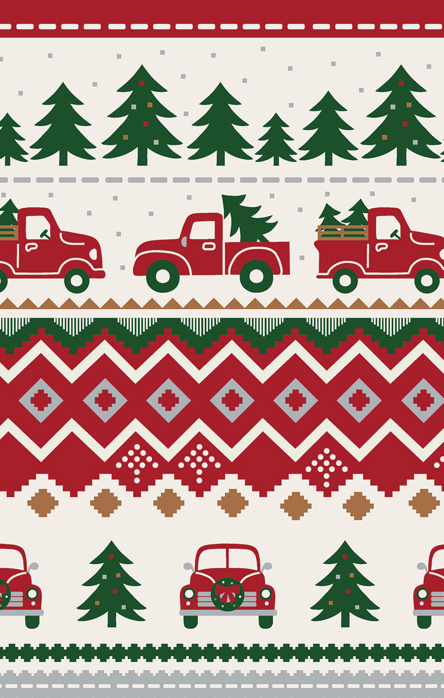 Red Truck Fair Isle - 2 Way Zipper Romper