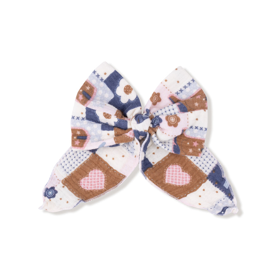 Patchwork Cowgirl - Bow W/ Tails Clip In