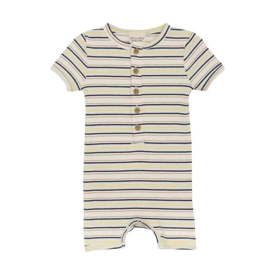 Striped ribbed romper-pristine