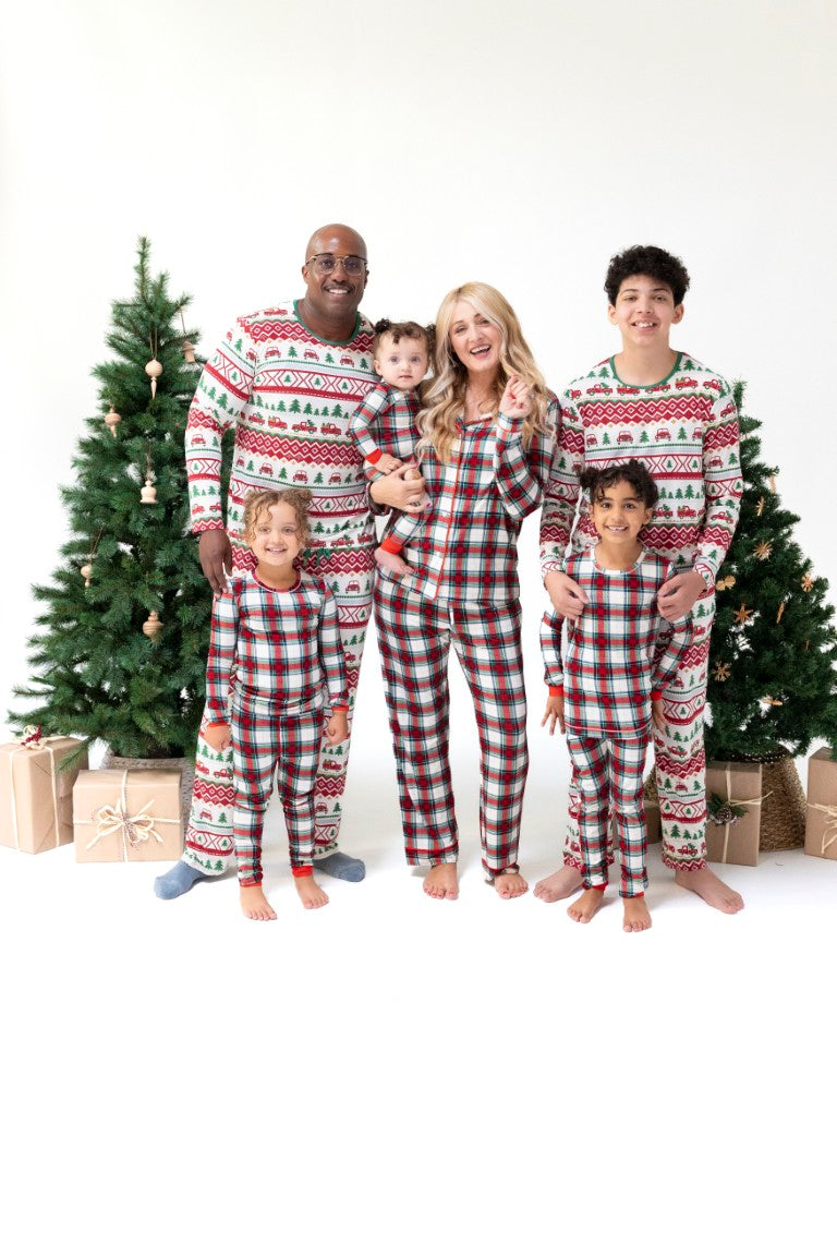 Red Truck Fair Isle - Adult Bottom With Pockets