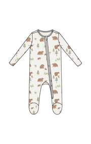 Sweet Brown Bears - 2 Way Zipper Footie