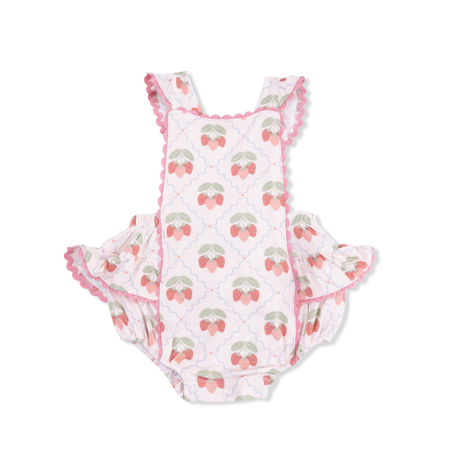 Sweet Strawberries - Ric Rac Ruffle Sunsuit