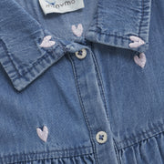 Denim Dress with Hearts